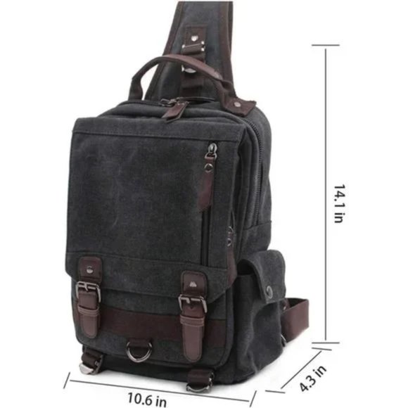 New Canvas Cross Body Messenger Bag Shoulder Sling Backpack Travel Rucksack - Picture 2 of 7